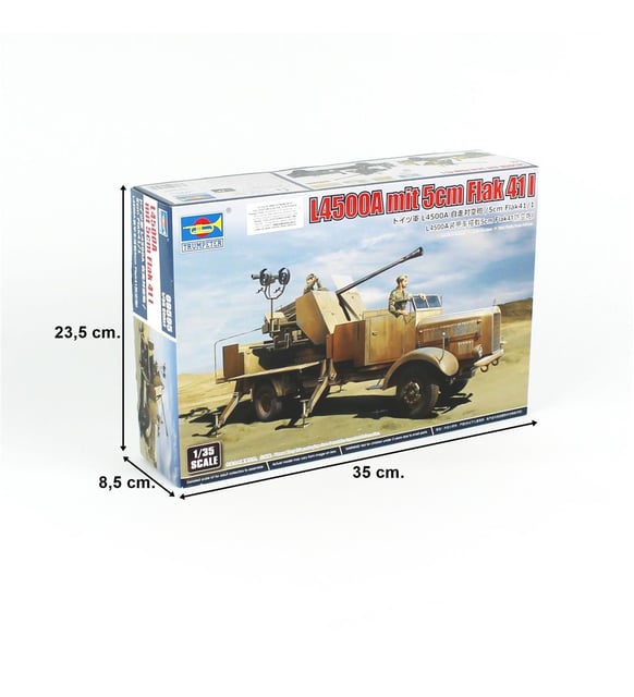 Maquette Véhicule et accessoires de Guerre : L4500A avec 5cm Flak 41 II - Trumpeter - Rue des Maquettes