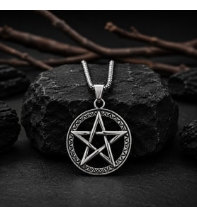 Paslanmaz Çelik Gotik Tarz Wicca Pagan Sembol Pentagram Kolye