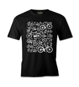 Several Silhouttes of Bicycles Siyah Erkek Tshirt