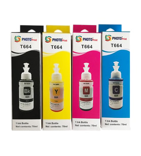 Photo print® Epson Epson L210 Uyumlu 4 Renk Kaliteli Mürekkep Seti (Çok Renkli)