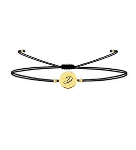 Alberaccessories 925 Ayar Gümüş Tasarım 14 K Gold Kaplama Ip Örgü D Harf Şans Bileklik