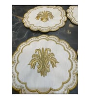 Glory Gold 6'lı Kokteyl Sunum Peçetesi Linen Keten Kumaş Üzeri Nakışlı Sunumluk