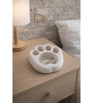 Paw Serisi Dekoratif Aksesuar Kabı –  Beyaz Modern Takı Düzenleyici, Minimal Taş Dokulu Salon Objesi