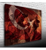 Kurtuluş Savaşı Temalı Şanlı Türk Bayrağı KANVAS Tablo 50 x 70