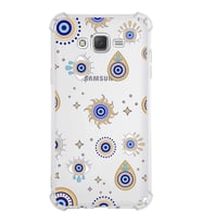 PrintiFy Samsung Galaxy J7 Uyumlu Nazar Boncuğu 5 Baskılı Şeffaf Köşe Korumalı Antişok Kılıf