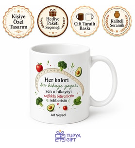 Diyetisyene Sağlıklı Yaşam Koçu İncecik Beller Kalori Sayacı Çay Kupası Hediye