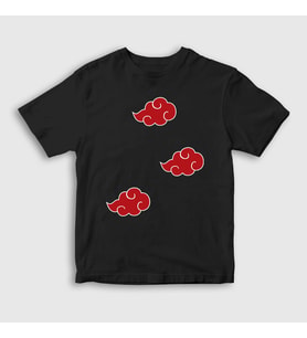 Presmono Unisex Çocuk Siyah Akatsuki Anime Naruto T-Shirt 131772tt