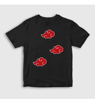 Presmono Unisex Çocuk Siyah Akatsuki Anime Naruto T-Shirt 131772tt