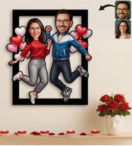 BK Gift Kişiye Özel Sevgili Karikatürlü 3D Ahşap Tablo -20, Fotoğraftan Karikatür, Sevgililer Günü Hediyesi, Ev Hediyesi