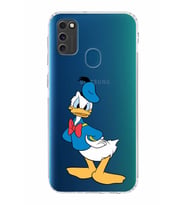 Samsung Galaxy M30s  Kamera Korumalı Kapak Donald Duck Tasarımlı  Şeffaf  Kılıf
