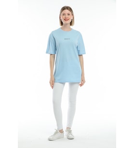 Süperlife Kadın Bisiklet Yaka Standart &Regular Fit  Brookyln Baskılı Tişort SPR21YK27 (Mavi)