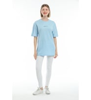 Süperlife Kadın Bisiklet Yaka Standart &Regular Fit  Brookyln Baskılı Tişort SPR21YK27 (Mavi)