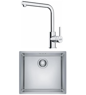 Franke MRX 110-45 Tezgah Altı Çelik Eviye + Franke LİNA L Krom Spiralli Mutfak B