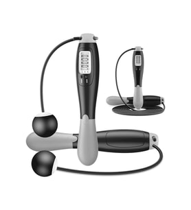 Çift Led Dijital Sayaçlı 4 Modlu Akıllı Çelik İp Atlama Fitness Kondsiyon Gri