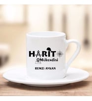 Harita Mühendisi Türk Kahve Fincanı (Beyaz)