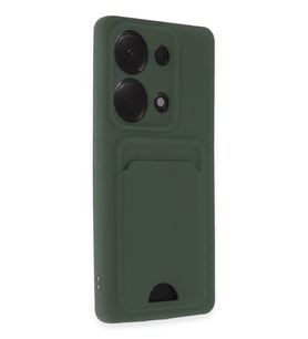 ERTAN Redmi Note 13 Pro 4G Kılıf Kelvin Kartvizitli Silikon - Koyu Yeşil