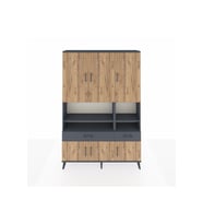 Arges Dolap 8 Raflı 2 Çekmeceli 6 Kapaklı 132x30x195 Antrasit-Çam/Antrasit