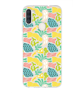 Samsung Galaxy A11 ile Uyumlu 1mm Kapak Memphis Desen Tasarımlı Şeffaf Silikon Kılıf