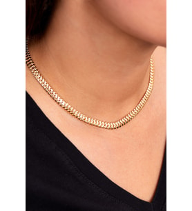 Elika Silver Kadın Balıksırtı Zincir Model Gold Kolye