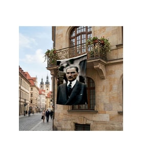 Mustafa Kemal Atatürk Portre Poster Poster Bayrak Premium Raşel Kumaş ATA38