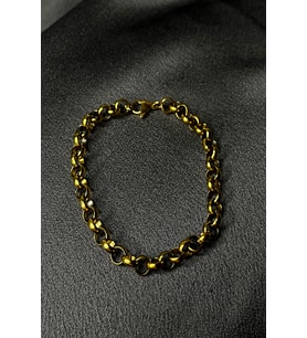 Yuvarlak Şık Tasarım 9mm Gold Altın Renk 316L Çelik 21cm Bileklik