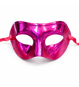 Metalize Parlak Parti Maskesi Pembe Renk 16x7 cm