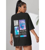 Unisex Find Your Way Baskılı Tasarım Tshirt (Siyah)