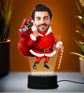 Yılbaşı Hediyesi,Doğum Günü Hediyesi,Sevgiliye Hediye, Kişiye Özel Fotoğraflı Yılbaşı Erkek Tasarımlı Karikatür 3D Led Lamba (Beyaz)