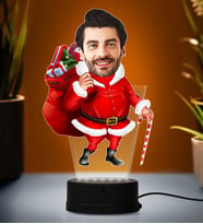 Yılbaşı Hediyesi,Doğum Günü Hediyesi,Sevgiliye Hediye, Kişiye Özel Fotoğraflı Yılbaşı Erkek Tasarımlı Karikatür 3D Led Lamba (Beyaz)