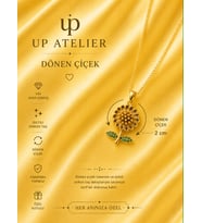 Up Atelier 925 Ayar Gümüş İthal Zincirli Dönen Gold Çiçek Model Kolye