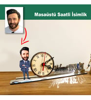 Karikatür Erkek Müdür Model Masaüstü Saatli İsimlik MSİ27