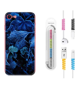 Apple iPhone 5 6 7 8 Plus Se XR Kılıf Kablo Koruma Spiral Silikon Blue Foid 1628
