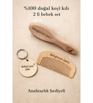 Ayana Cosmetic İsme Özel Keçi Kılı Bebek Fırça Tarak + Makromen Tarak + Özel Hediye