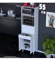 Eliusta Miray 55 cm Mutfak Standı Fırın Dolabı Çok Amaçlı Dolap Beyaz Kiler Banyo Dolabı 55x194x32 cm