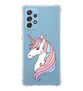 Samsung Galaxy A72 Uyumlu Köşe Korumalı Antişok Kapak Unicorn Tasarımlı Şeffaf Silikon Kılıf