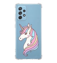 Samsung Galaxy A72 Uyumlu Köşe Korumalı Antişok Kapak Unicorn Tasarımlı Şeffaf Silikon Kılıf