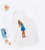 BK Gift Kişiye Özel Tam Boy Kadın Karikatürlü Beyaz Mutfak Önlüğü-1
