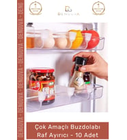 #RafAyırıcı Mutfak Düzenleyici Plastik Organizer Dolap İçi Pratik Set Buzdolabı Raf Ayırıcı - 10 Ade