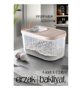Turk MultiBox Erzak Bakliyat Kutusu Sürgülü Kapak 7.5 Litre 4 ADET