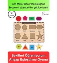 Premium Geometrik Şekiller Ahşap Bul Tak Puzzle Eğitici Oyuncak Tutmalı Motor Becerisi Gelişim