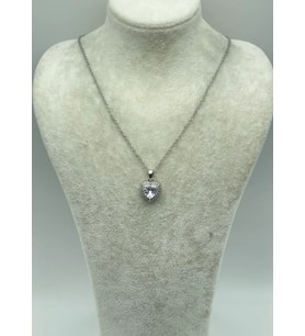 Çelik Silver Taşlı Kalp Kolye - 25-ctr265