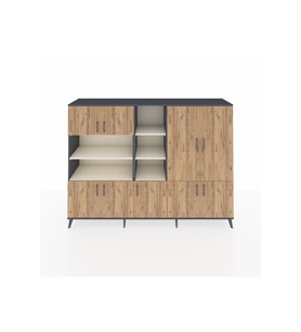 Hyperion Dolap 14 Raflı 9 Kapaklı 220x44x163 Antrasit-Çam/Aytaşı