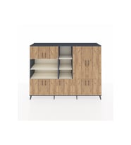 Hyperion Dolap 14 Raflı 9 Kapaklı 220x44x163 Antrasit-Çam/Aytaşı