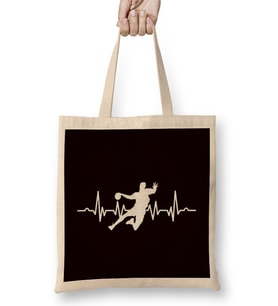 Handball Player Heartbeat Handballer Ball Sports Team Coach Bez Çanta Uzun Saplı