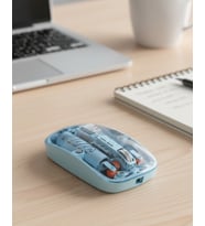Mavi Kablosuz Mouse Bluetooth ve USB Çift Mod Bağlantılı