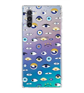 PrintiFy Samsung Galaxy Note 10 ile Uyumlu Nazar Boncuğu 2  Kamera Korumalı Şeffaf Silikon Kılıf