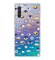 PrintiFy Samsung Galaxy Note 10 ile Uyumlu Nazar Boncuğu 2  Kamera Korumalı Şeffaf Silikon Kılıf