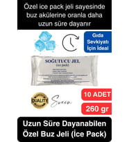 10 Adet 260 gr Soğutucu Jel Poşet Buz Aküsü Yolculuk Seyahat Yiyecek İçin Uygun Uzun Süre Dayanım