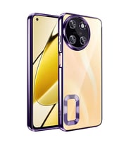 Realme 11 4G Uyumlu Kılıf Kamera Korumalı Logo Gösteren Zore Omega Kapak (Koyu Mor)