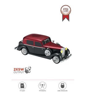 Torima D55 Kırmızı Retro Araba Tasarımlı Bluetooth Hoparlör  2x5W  FM + USB + TF Kart